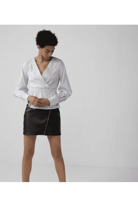 Black Striped Smocked Blouse Medium