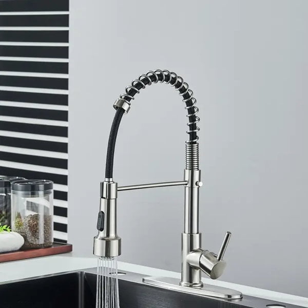 Brushed Nickel LED Kitchen Faucet Pull Down Sprayer Single Handle Swivel Sink Mixer Faucet