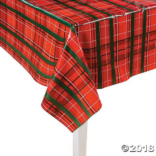 Plaid Christmas Plastic Tablecloth Roll
