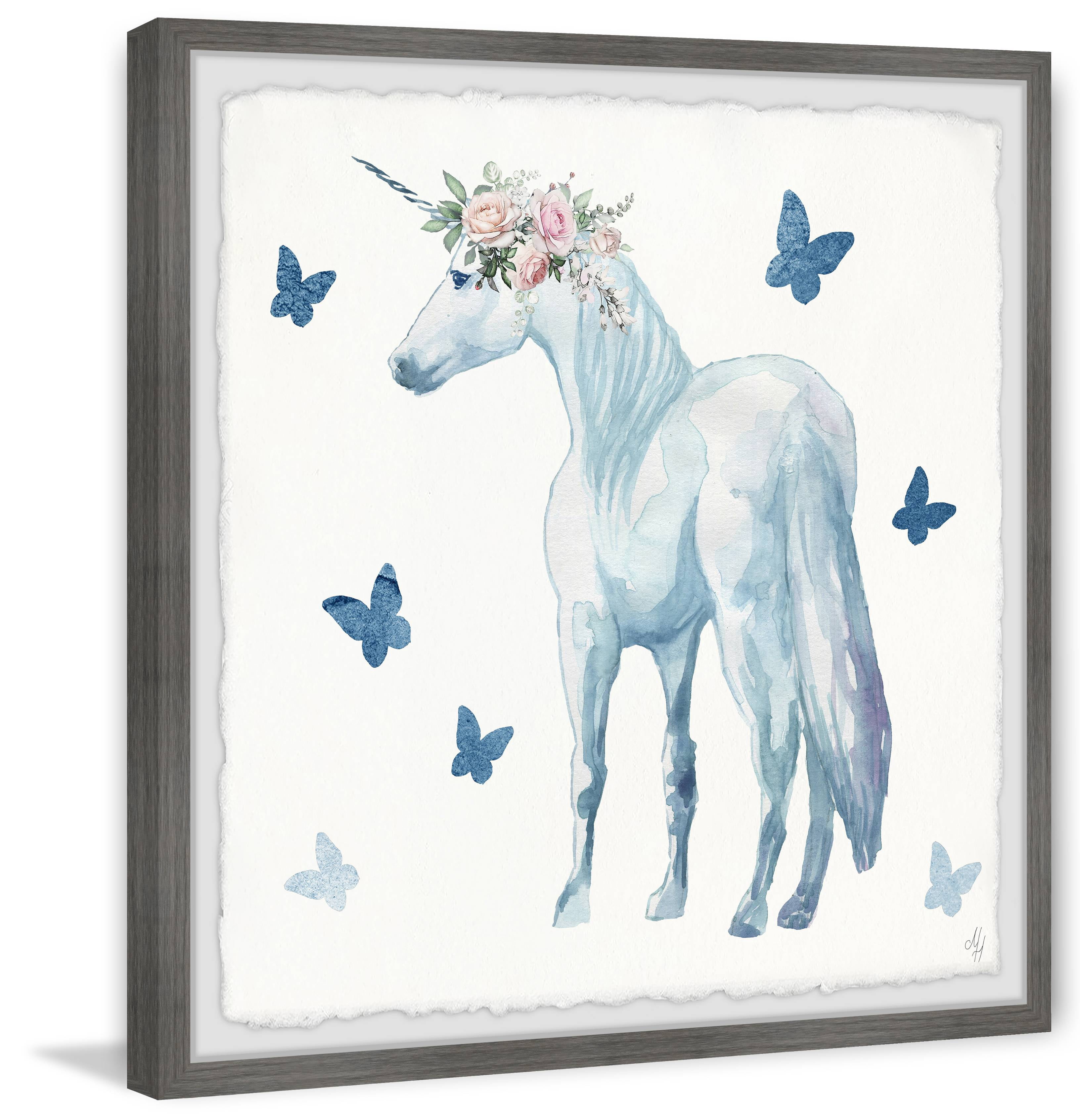 Marmont Hill Magical White Unicorn Framed Wall Art