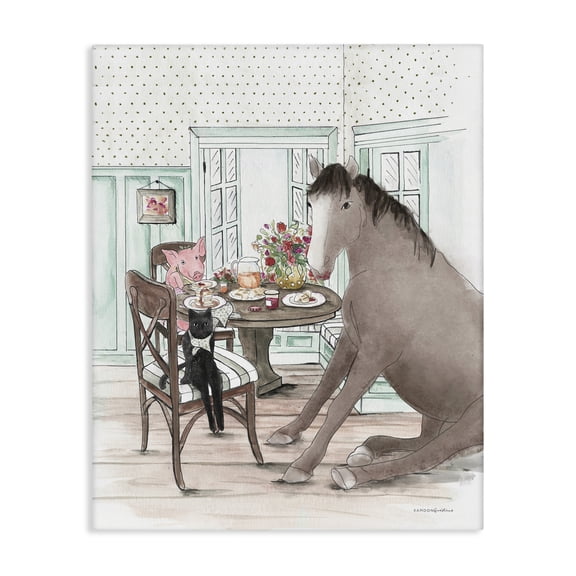 Stupell Industries Rustic Lodge Animals Sharing Meal Canvas Art, 24 x 30, by Kamdon Kreations