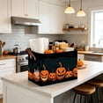 thumbnail image 5 of Canvas Candy Storage Basket,Foldable Rectangular Gift Basket with Handles,Pumpkin Ghost Pattern Decor Organizer Bin for Household Sundry Sorting,Orange, 5 of 7