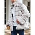 thumbnail image 6 of KelaJuan Men's Luxury Faux Fur Coat Jacket Stand Collar Open Front Long Sleeve Winter Warm Coats Overcoat Outwear, 6 of 6
