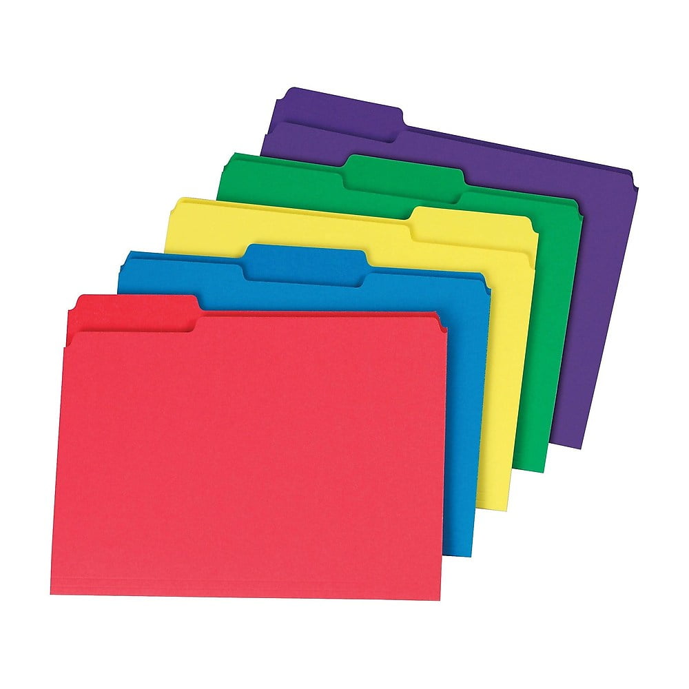Staples Interior File Folders 3Tab Letter Size Assorted Colors 100/BX