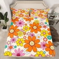 thumbnail image 2 of Homewish Kawaii Blossom Twin Sheet Sets,Cute Flower Floral Twin Fitted Sheet,Orange Yellow Flat Sheet For Girl Teens,Super Cozy Room Decor,3pcs, 2 of 7