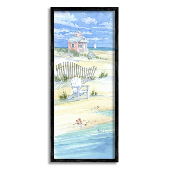 Stupell Industries Beachside Vacation Home Shoreline Painting Black Framed Art Print Wall Art, Design by Paul Brent