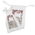 thumbnail image 2 of Tokyo Fabric Pouch Set of 2, Japanese Capital City in Autumn Fall Season with Maple Trees Travel, Small Drawstring Bag for Toiletries Masks and Favors, 9" x 6", Coconut Red, by Ambesonne, 2 of 2