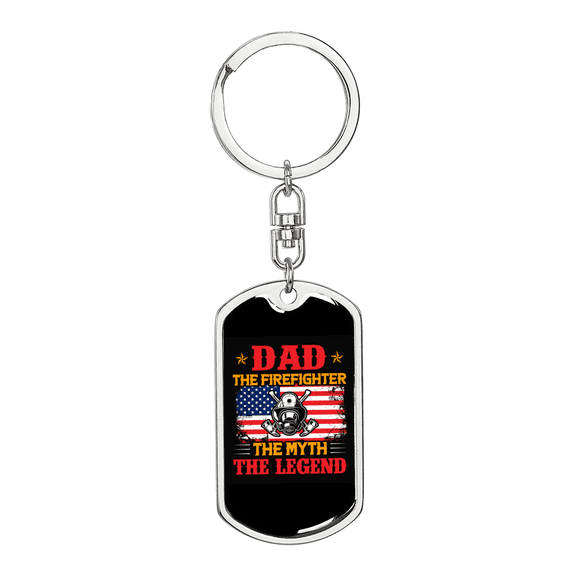 Dad The Firefighter Stainless Steel or 18k Gold Premium Swivel Dog Tag Keychain