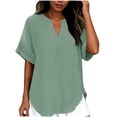 thumbnail image 5 of Kezqiaxn Short Sleeve Tops for Women Summer V-Neck Business Work Blouses Loose Casual Shirts Fashion Clothing, 5 of 9