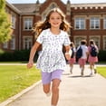 thumbnail image 4 of felwors Toddler Girls Summer Sleeveless Ruffle Top Elastic Shorts Set Kids Short Set 2-8 (Light Purple, 11-12 Years), 4 of 7