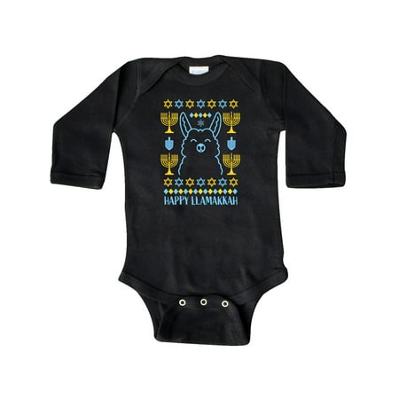 

Inktastic Hannukkah Happy Llamakkah with Menorah Gift Baby Boy or Baby Girl Long Sleeve Bodysuit