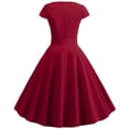 thumbnail image 4 of WTXUE Dresses for Women 2024, Retro V-Neck Short Sleeve Solid Color Casual Dress Cocktail Evening Dress, Red Dresses for Women, Dark Red 2XL, 4 of 7