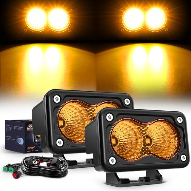 Reflector LED Nilight para motocicleta, color ámbar, de 3 pulgadas, 1070 lúmenes