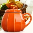 thumbnail image 2 of Mug Pumpkin Mug with Lid - Ceramic Decorations Ornament Coffee Mugs Big Cute Fall Decor Cups Teacup - Birthday Gift Idea, 2 of 8