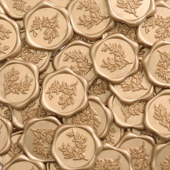 Pegatinas UNIQOOO con sello de cera, 100 unidades, eucalipto, 30 mm, oro