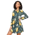 thumbnail image 3 of FORMRS Womens Long Sleeve Nightgowns Crew Neck Sleep Shirt Soft Pajamas Sizes S-3XL, Blue Floral Lemons, 3 of 8