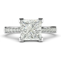 Jewelerix 10k White Gold Solitaire 1.5 CT Princess Cut Ring Moissanite Diamond Engagement Ring Promise Bridal Ring
