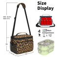 thumbnail image 6 of Black and Brown Leopard Print Insulated Lunch Box for Women Men, Medium Leakproof Cooler Bag with Adjustable Strap, 10"x6.7"x8", 6 of 6
