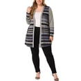 thumbnail image 2 of Agnes Orinda Women's Plus Size Long Sleeves Open Front Striped Spring Fall Thin Boho Sweater Cardigan 4X Grey, 2 of 6