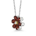 thumbnail image 4 of Gem Stone King 3.03 Ct Red Garnet White Topaz 925 Silver and 10K Yellow Gold Pear Shape Flower Pendant with Chain, 4 of 4