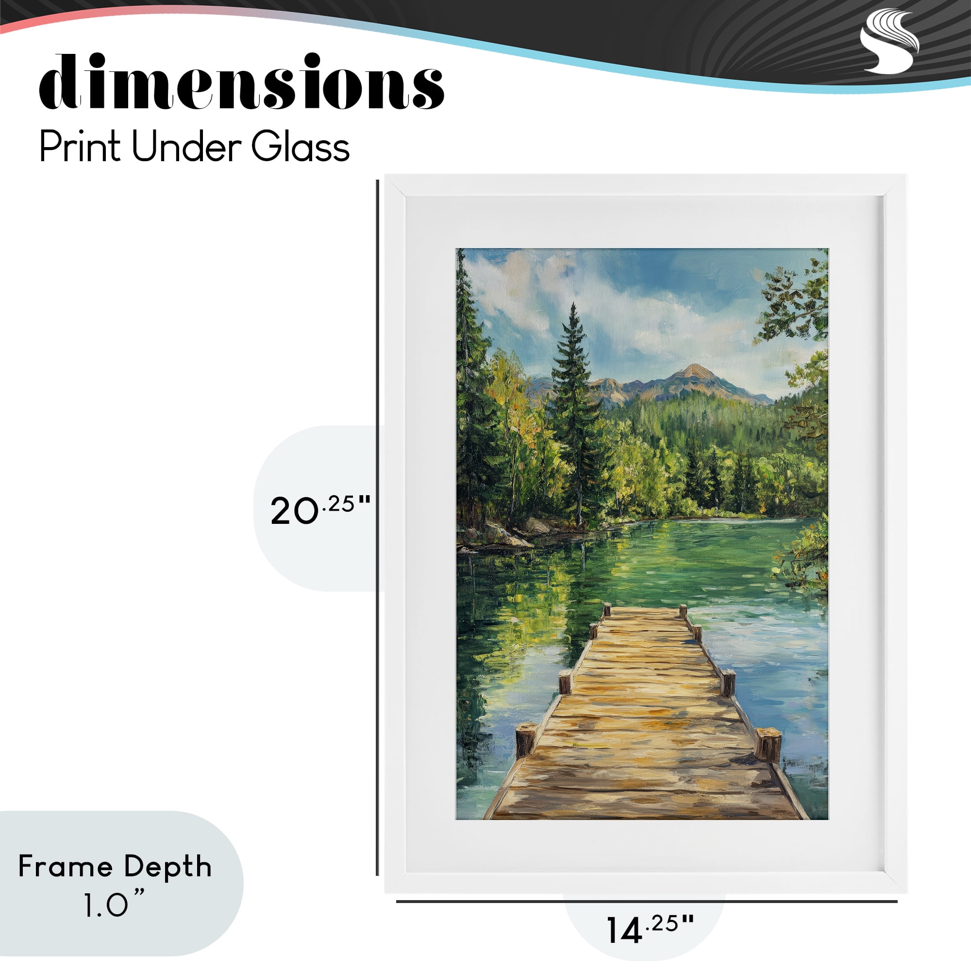 Stupell Industries Sunlit River Dock White Framed Print Under Glass, design by Petal Prints Design