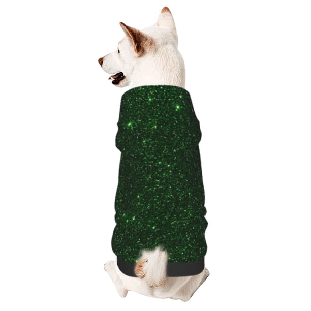 Fotbe Emerald Green Sparkling Sudadera con Estampado para Perros Pequeños – Suéter con Capucha para Mascotas, Tela Suave de Forro Polar con Bolsillo-XX-Large