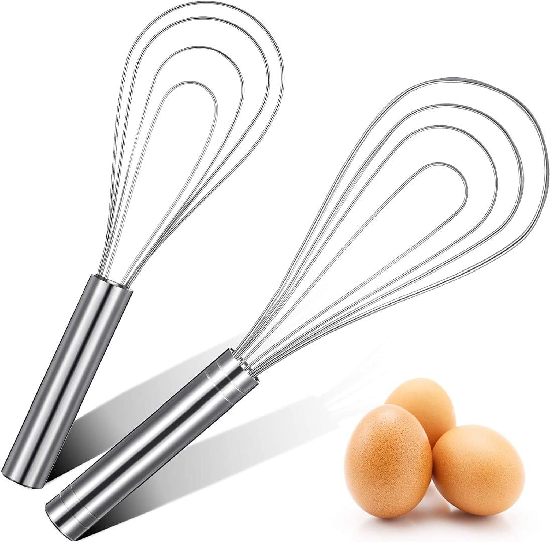 3 Pieces Stainless Steel Flat Whisk Handheld Steel Wire Whisk Egg