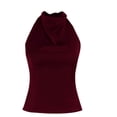 thumbnail image 7 of Miluxas Women's High Neck Halter Solid Top Sleeveless Backless Double Strap Cutout Tank Top for Party Club Wine, 7 of 7