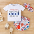 thumbnail image 2 of Youmylove Kids Toddler Baby Girls Short Sleeve Independence Day Letter Prints Tops Cartoon Prints Shorts With Headbands Outfits Toddler Girl Clothes, 2 of 9