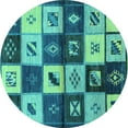 thumbnail image 1 of Ahgly Company Indoor Round Oriental Turquoise Blue Industrial Area Rugs, 8' Round, 1 of 4