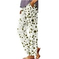 thumbnail image 2 of Women's Pants Under $10 Plus Size Staright Leg Printed Rolled Casual Pocket Straight Leg Pants, 2 of 5