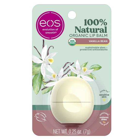 Bálsamo labial eos 100% natural y orgánico en grano de vainilla, 7 ml