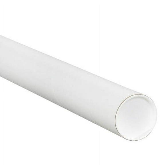 SSBM 34, 0.06 White Mailing Tubes with Caps 2 1/2" x 12"