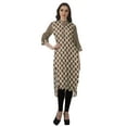thumbnail image 3 of Moomaya Cotton Mandarin Collar Kurti For Women Knee Long Printed Plus Size Dresses, 3 of 6