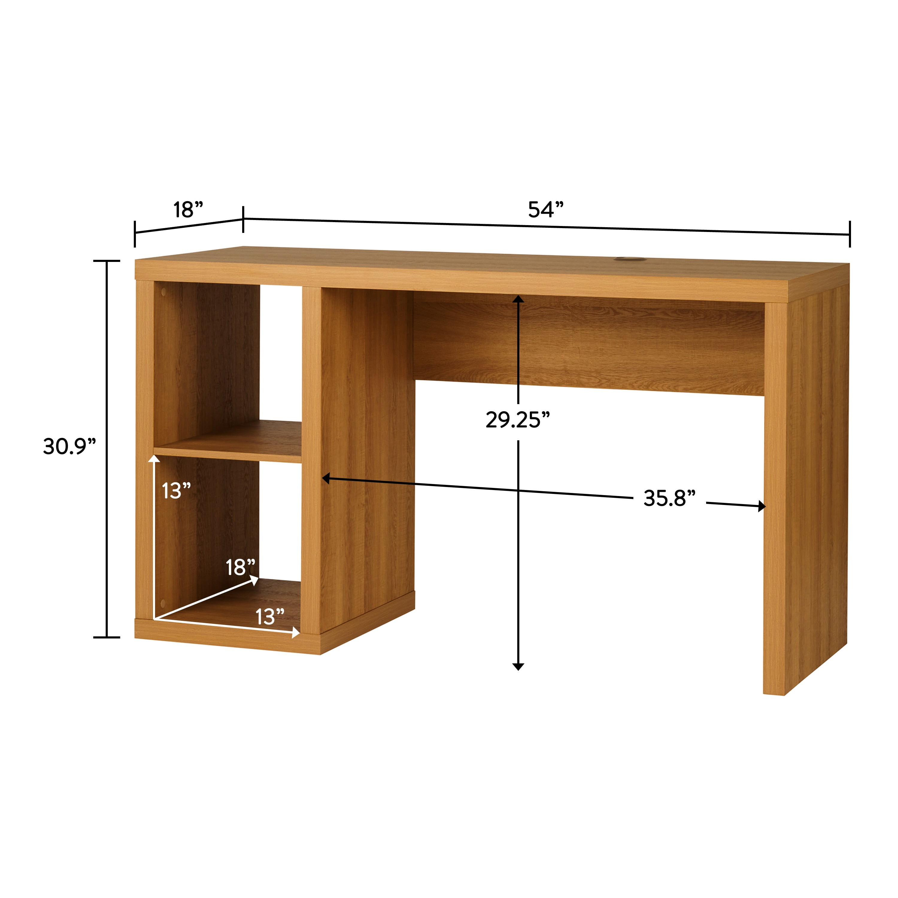 Better Homes & Gardens Cube Storage Office Desk, Light Honey