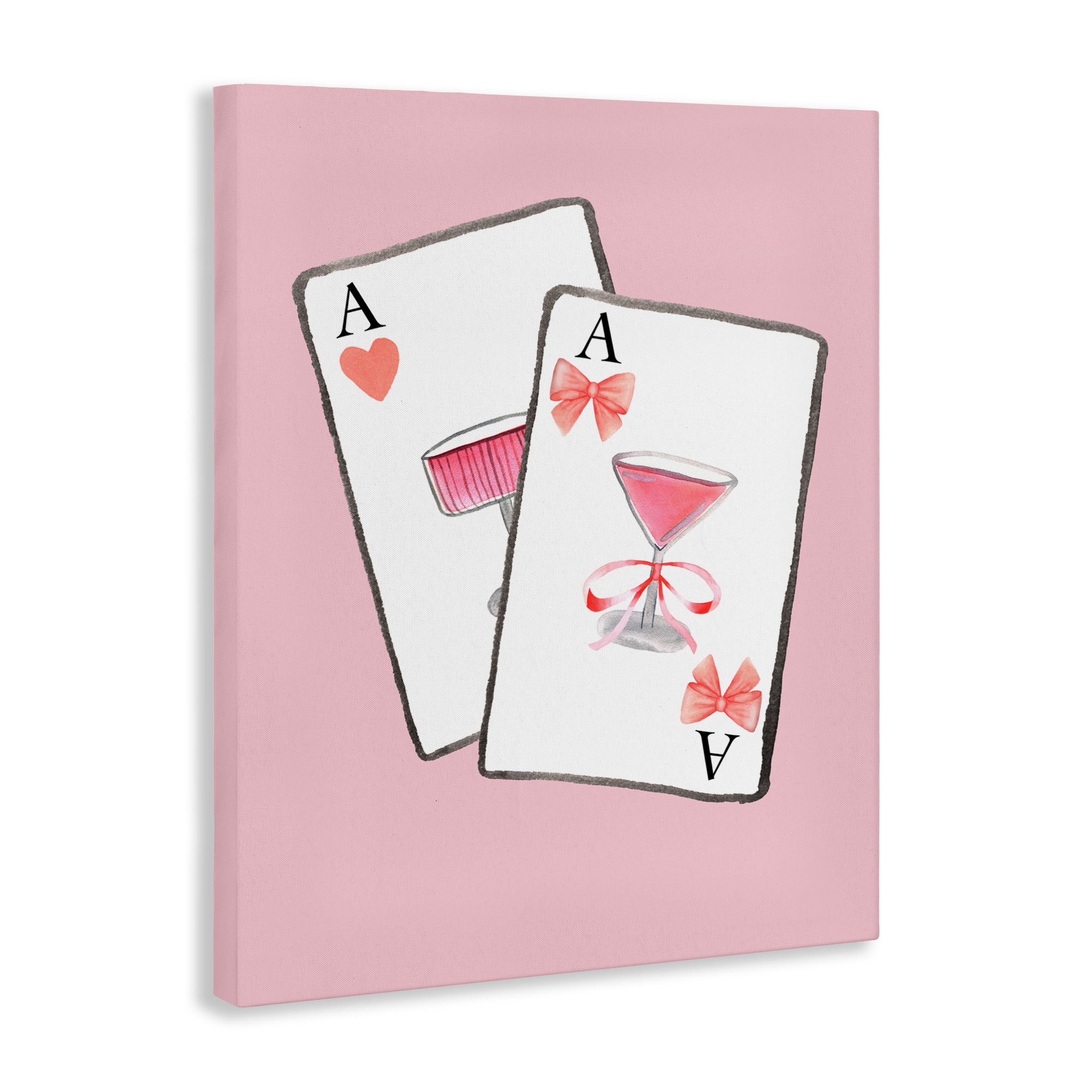 Cocktail Aces Cards Canvas Wall Art, design by Nina Jacobs