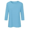 thumbnail image 4 of Bjutir Women T-Shirts Tees 3/4 Length Sleeve Tops Casual Loose Fit Crewneck T Shirts Cute Solid Three Quarter Length Tunic Tops Light Blue S, 4 of 4