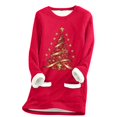 thumbnail image 1 of WEAIXIMIUNG Sweatshirts Femme Arbre de Noël Manches Longues Col Rond Poche Rembourré Pull Chaud, 1 of 5