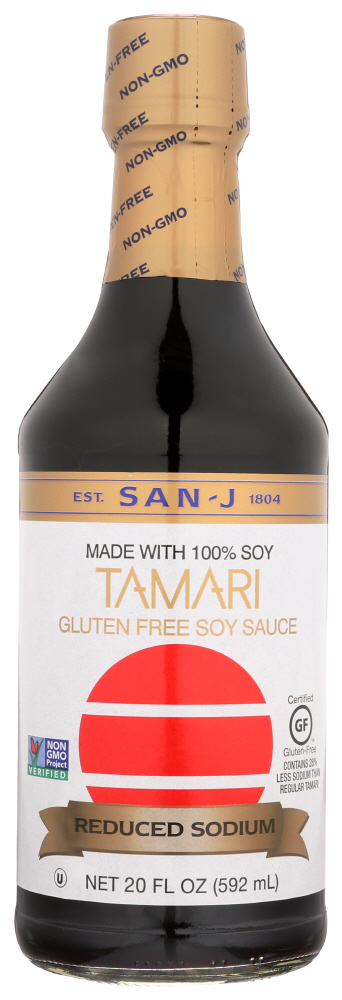 San J Tamari Soy Sauce Reduced Sodium, 20 Fl Oz