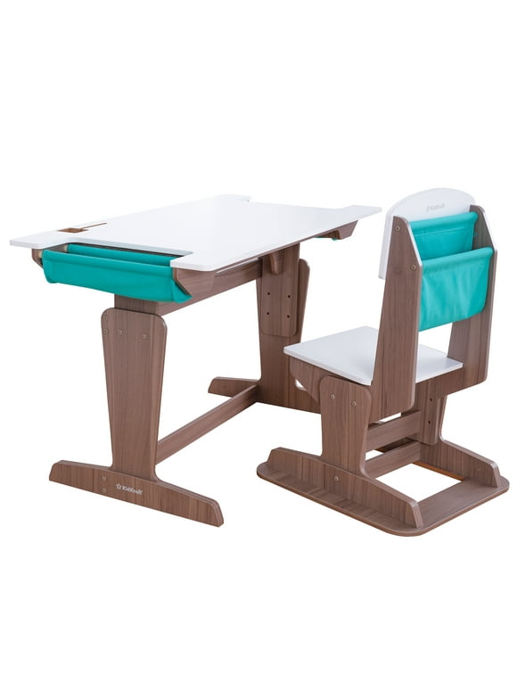 KidKraft Grow Together Pocket Adjustable Wooden Desk and Chair  Gray Ash