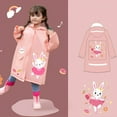 thumbnail image 2 of LIIPEE Girls Rainwear Cartoon Animal Printed Long Sleeve Hooded Button Down Raincoat Child Classic Daily Wear Rain Jackets,Light Pink,6-8 Years, 2 of 3