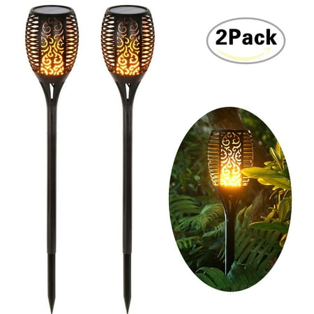 Loryro Solar torch lights Solar Lights Dancing Flames LED Waterproof Wireless Flickering Torches Lantern Outdoor for Garden Patio Yard (2 (Best Led Torch Light)