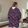 thumbnail image 5 of Wearable Lamb Fleece Blanket Hoodie,Pioneer Flower Floral Print Pattern Oversized Sherpa Blanket Hoodie with Super Pockets,Super Warm Fuzzy Pullover for Women & Men, 5 of 6