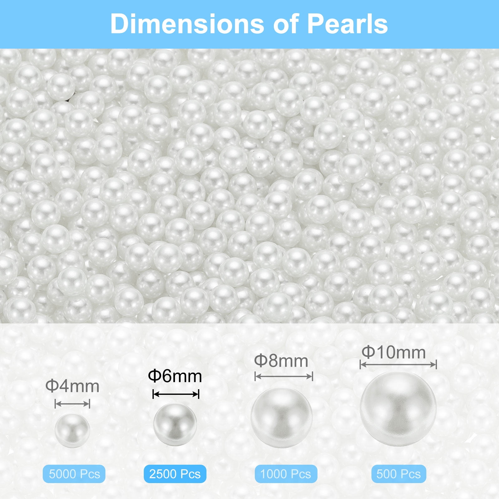 Unique Bargains Durable Faux Pearl for Crafting No Hole Pearls for Vase Fillers White