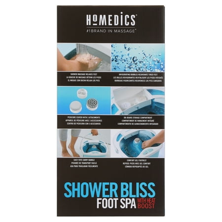 Homedics Shower Bliss Footspa with Massaging Water Jets, 3 Attachments and Toe-Touch Controls, FB-625
