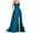 Blue, variant on Women's Satin Halter Backless Maxi Dress - A-Line Cross Strap Side Slit with Pockets, Red, XXXL