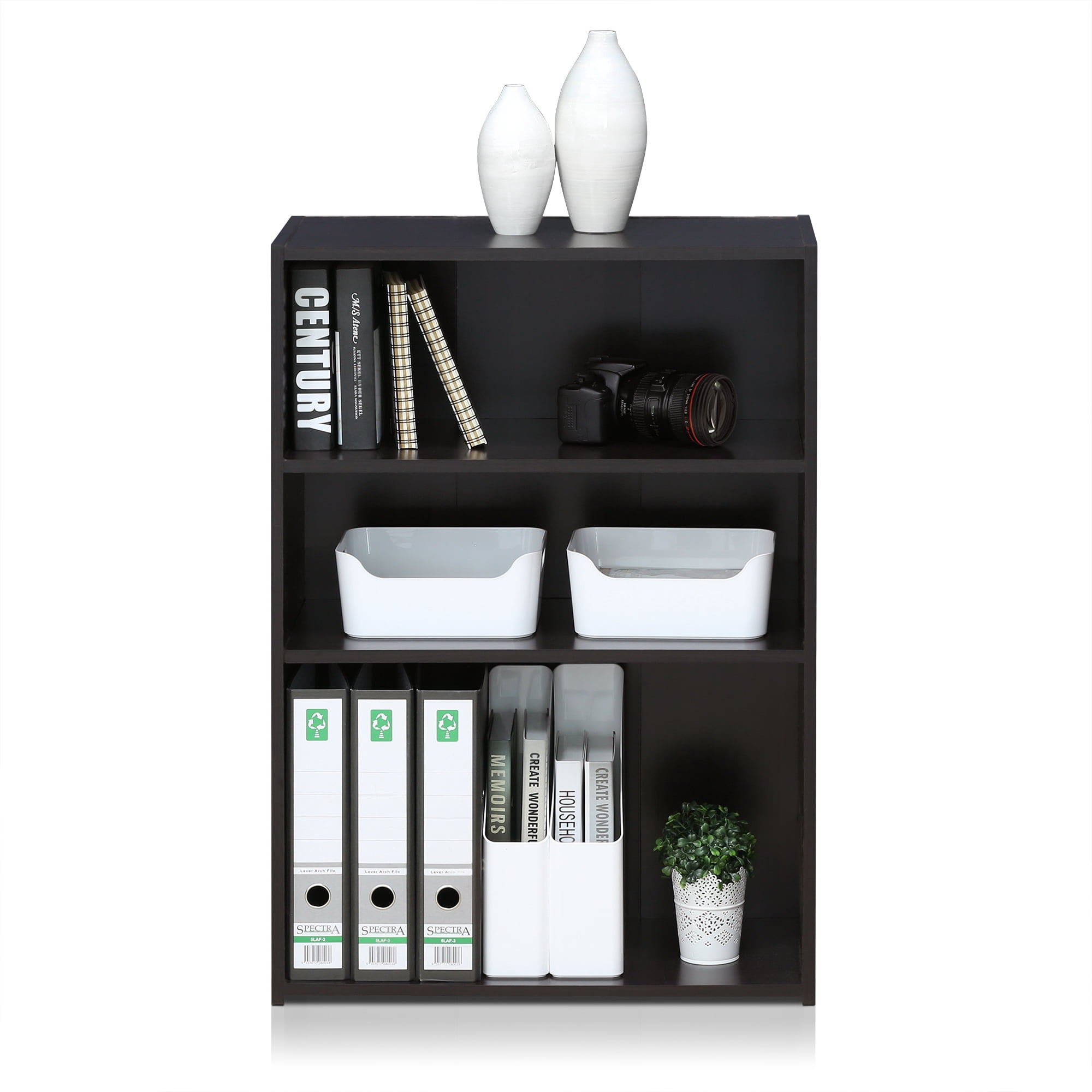 Furinno 17060SCC Wright Adult 3-Shelf Standard Bookcase, Cinnamon Cherry