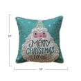 thumbnail image 3 of Creative Co-Op Square Cotton Blend Printed Pillow with Embroidered Santa, Fringe and Pom Pom Trim "Merry Christmas To All", Multicolor, 3 of 4