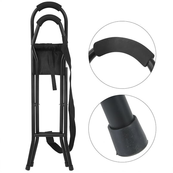 Asiento de Silla de Muleta, Asiento de Caña Plegable, Aleaco de aluminio Silla de Muleta de Muleta Altura Ajustable Resistente Para Personas Mayores Regalo de Padres Mayores