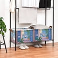 thumbnail image 3 of Yayeee Foldable Storage Basket for Shelves with Handles Waterproof Cloth Bins, Purple Window, 3 of 7